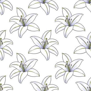 Beyaz zambak çiçekleriyle kusursuz desen