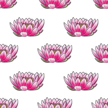 Nilüfer çiçekleri ile kusursuz desen