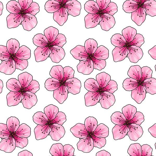 Seamless pattern with flowers of peach — Stock Photo, Image