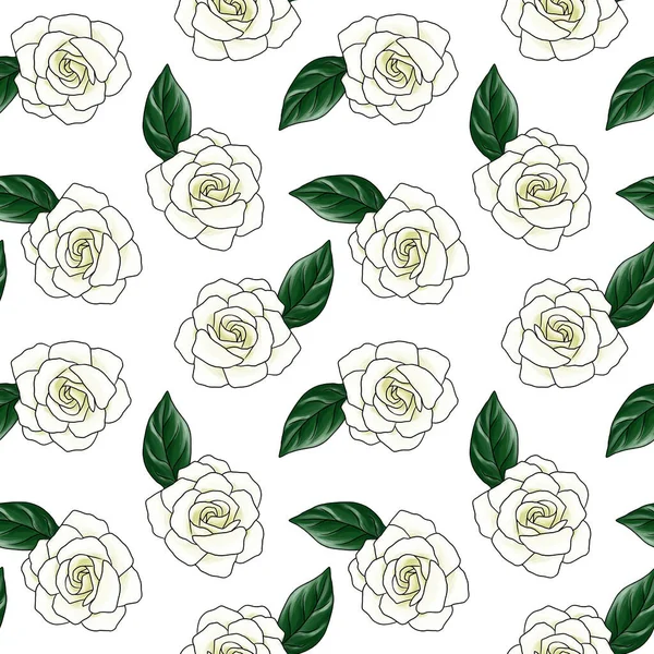 Patrón sin costuras con flor de gardenia —  Fotos de Stock