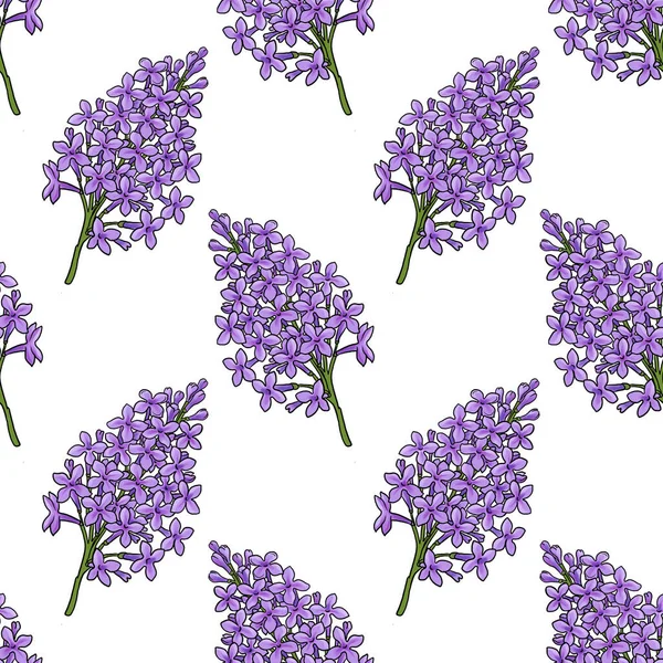 Sömlös mönster med blommor av syren — Stockfoto