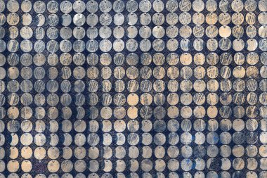 Gri-mavi tekrarlayan dairesel şekiller. Basit geometrik arkaplan. Dijital suluboya resim