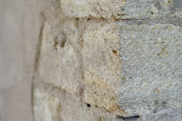 Old Stone Wall Weathered Wall Collapsed Plaster Shell Rock — Stock Photo, Image