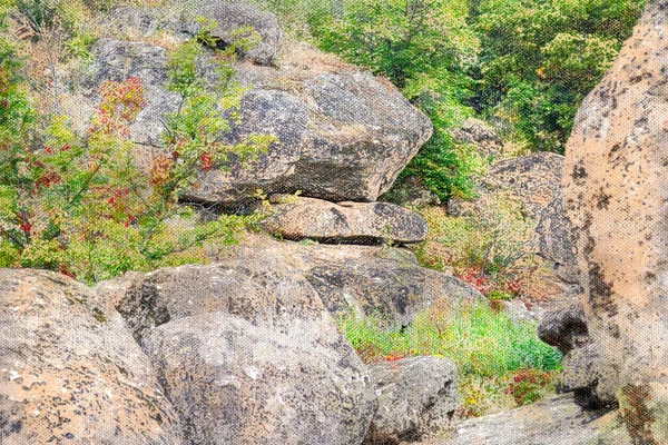 Enorme Rotsen Liggen Kloon Van Canyon Een Wandeling Bergen Natuur — Stockfoto