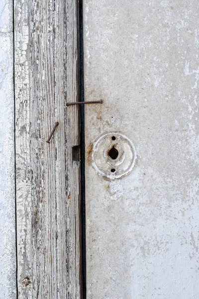 Odaklanma Gürültü Bulanıklık Tahıl Etkisi Eski Ahşap Bir Giriş Kapısının — Stok fotoğraf