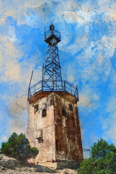 Meteorology Old Rusty Meteorological Station Blue Sky Stationary Establishment Regular — Stock Photo, Image