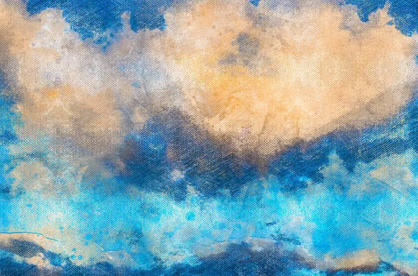 Облака Голубом Небе Оранжевые Лучи Заката Отражаются Белых Облаках Цифровая — стоковое фото