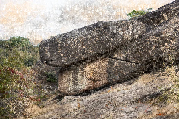 Hatalmas Sziklák Hevernek Kanyon Klónján Kirándulás Hegyekben Természet Digitális Akvarell — Stock Fotó