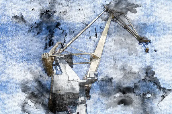 Portal Crane Une Grue Robuste Milieu Des Éclaboussures Grises Noires — Photo