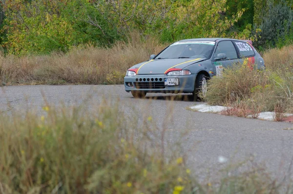 Gray Honda Civic Bil Kör Vägen Tuned Sportbil Rörelse Suddig — Stockfoto