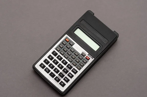 Scientific Calculator Gray Background Rectangular Device Designed Engineering Scientific Clock — Stock Photo, Image