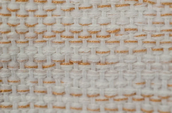 Textuur Van Wit Bruin Weefsel Wit Bruin Geweven Een Tafelkleed — Stockfoto