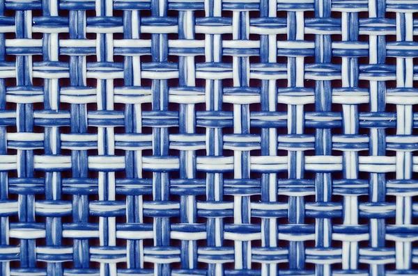 Textuur Van Wit Blauw Synthetisch Weefsel Haaks Geweven Witte Blauwe — Stockfoto