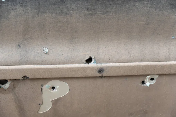 Car Shelled War Holes Shrapnel Bullets Car Door Russian Attack — Fotografia de Stock