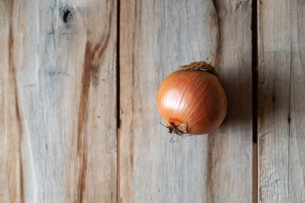 Una Bombilla Marrón Madura Sobre Fondo Madera Vegetales Sin Pelar — Foto de Stock