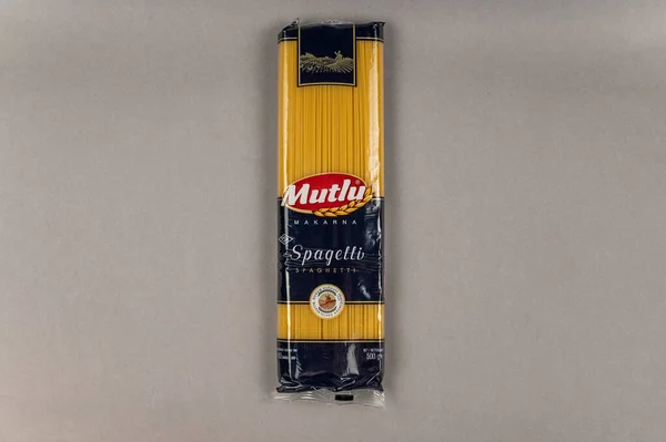 Spaghetti Packing Gray Products Largest Turkish Brand Mutlu Makarna Food —  Fotos de Stock