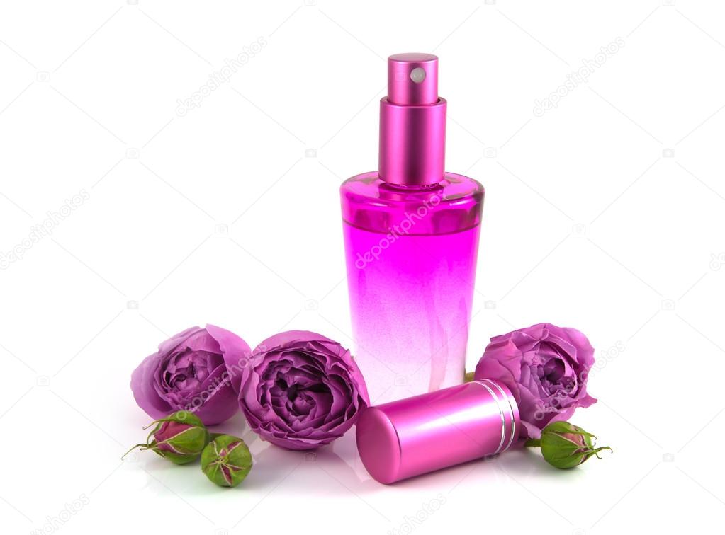 Bottle filled with rose water fragrance