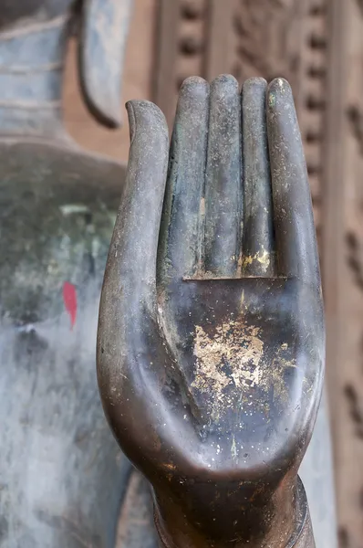 Hand of bronze buddha — Stock Photo, Image