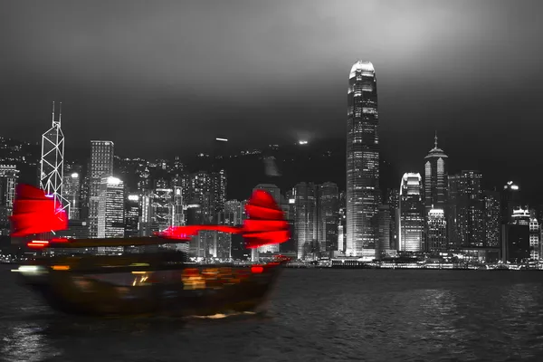 香港港在晚上 免版税图库照片