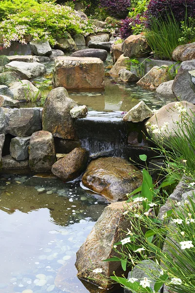 在一个传统的中式花园的小池塘 — 图库照片