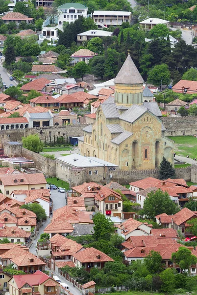 Aerial view of Mtskheta city, old capital of Georgia. — Stock Photo, Image