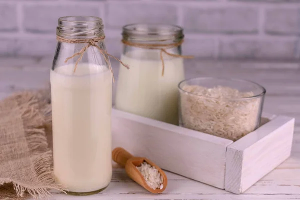 Laktosefreies Reismilch Veganes Ernährungskonzept — Stockfoto