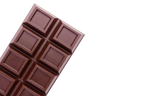 Barra Chocolate Escuro Isolado Fundo Branco Espaço Cópia — Fotografia de Stock