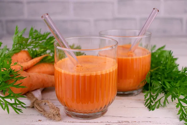 Carrot Juice Fresh Carrots Useful — Stockfoto