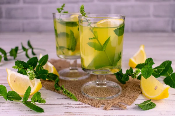 Lemon Drink Mint Limoncello Lemon Liqueur — Foto de Stock