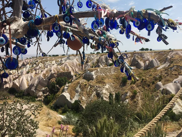 Cappadocia Only Hot Air Balloons Also Beautiful Landscapes Houses Rocks — стоковое фото