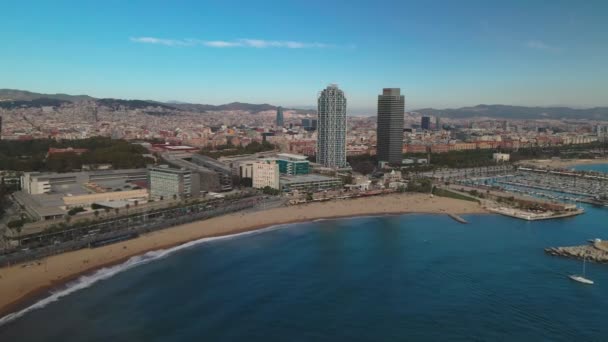 Barcelona centrum, drönare utsikt. — Stockvideo