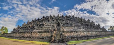 Panorama Buddist Tapınağı Borobudur Yogjakarta Java kompleksi