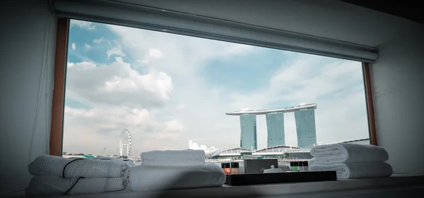 Singapore-maart 31: de marina bay sands resort hotel op mrt 31, — Stockfoto