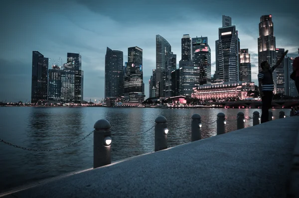 Singapore città skyline distretto finacial — Foto Stock