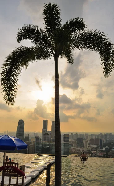 Singapore stad skyline Marina Sands Bay — Stockfoto