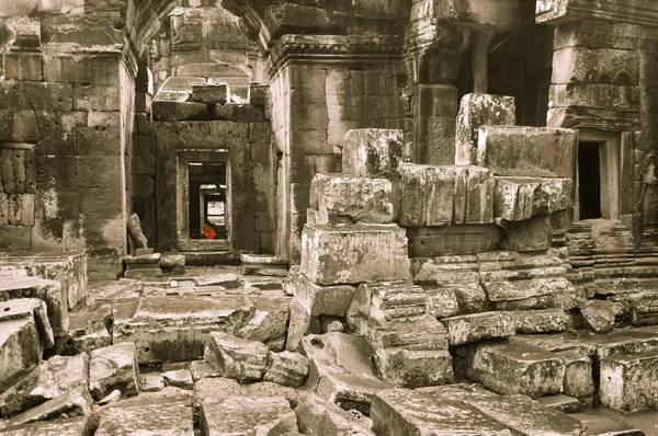 Obří strom pokrývající, ta, ples a chrám angkor wat, siem reap, ca — Stock fotografie