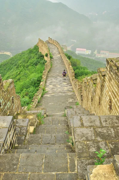 北京山区长城雾 — 图库照片