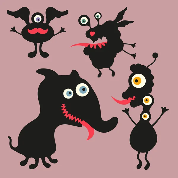 Happy monsters vectorafbeeldingen. set 9 — Stockvector