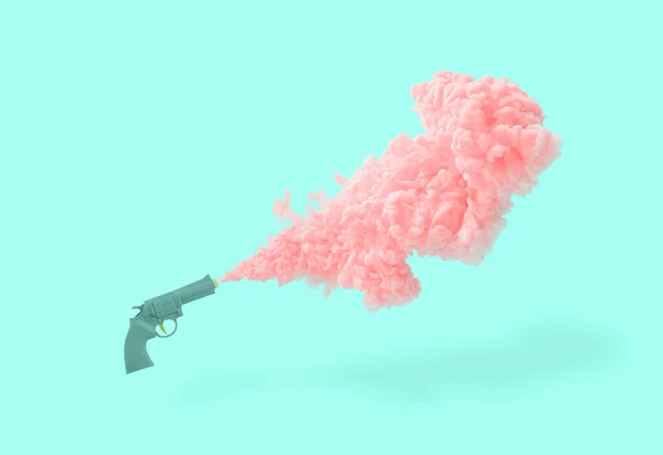 Minimal Abstract Funny Scene Made Gun Coral Pink Liquid Color — Photo