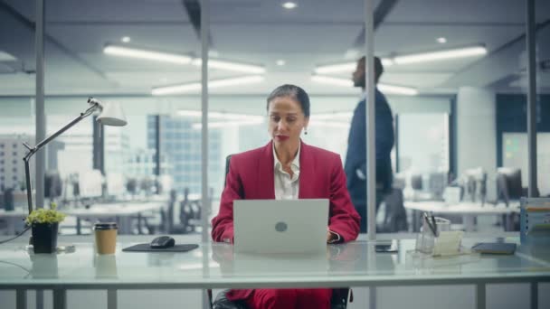 Femme d'affaires travaillant dans le bureau — Video