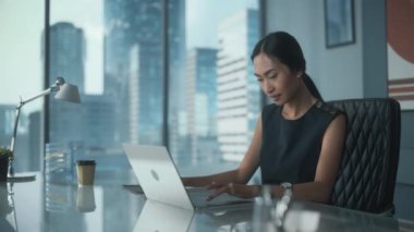 İş kadını Ofiste Dizüstü bilgisayar kullanıyor