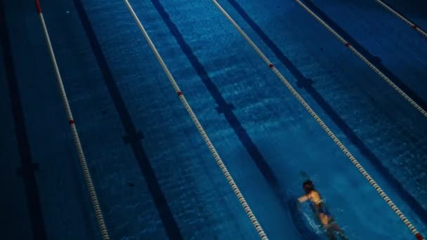 Θηλυκό κολυμβητής στην πισίνα — Αρχείο Βίντεο