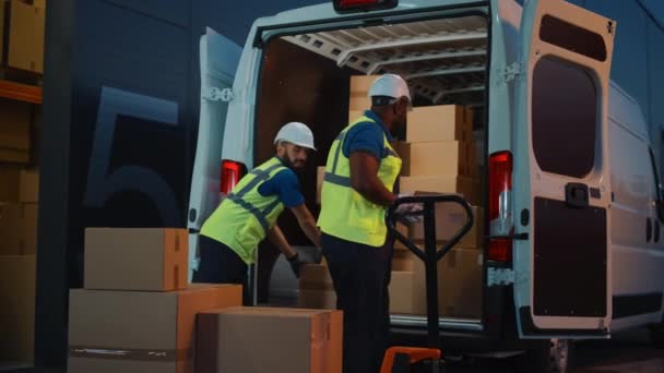 Pracovníci skladu nakládají dodávkové vozidlo — Stock video