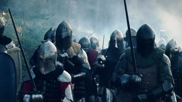 Batte sahasında Yürüyen Şövalyeler — Stok video