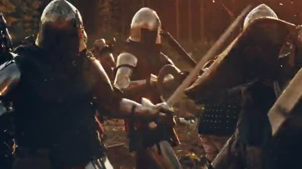 Pedang Pertempuran Ksatria Warriors — Stok Video