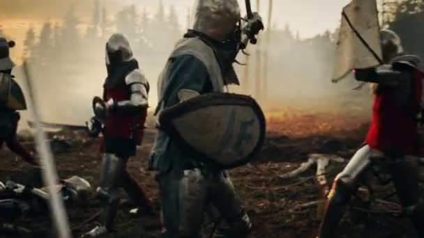 Epicka bitwa wojowników rycerzy — Wideo stockowe