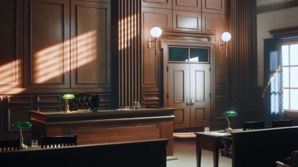 Пустой зал суда в американском стиле — стоковое видео