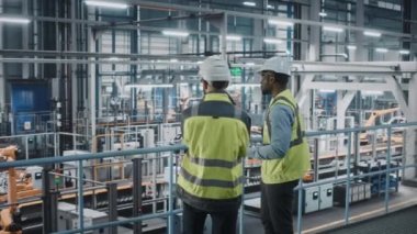 Araba fabrikasında bilgisayar kullanan Endüstri Mühendisleri konuşuyor.