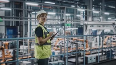 Araba Fabrikasında Tabletli Kadın Mühendis