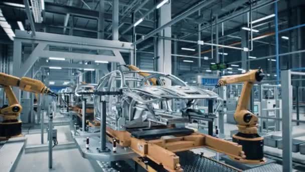 Transportador automático robótico da fábrica da fabricação do carro — Vídeo de Stock